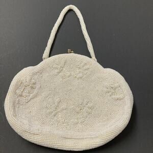 Vintage White Beaded Bag